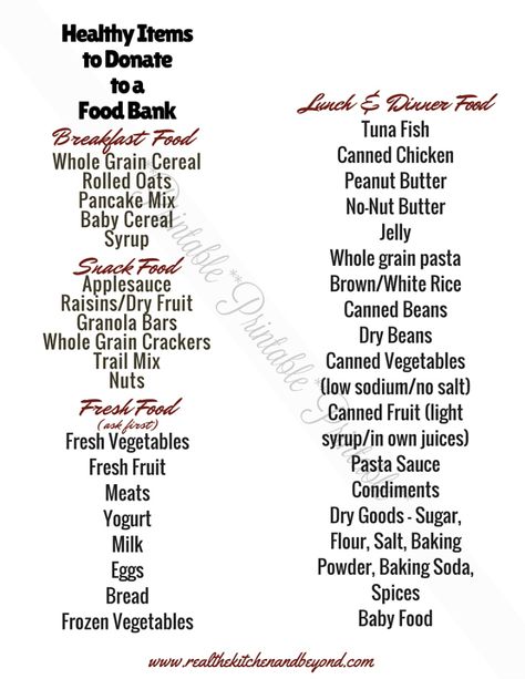 Want to donate food to the food bank but not sure what to give? Here are some healthy food items that make great donations any time of year. Food Pantry Donations Ideas, Food Bank Donation Ideas, Food Donation Box Ideas, Blessings Bags, Food Pantry Donations, Food Shelves, Food Bank Donations, Little Free Pantry, Free Pantry