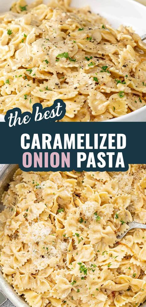 Indulge in this rich and creamy Caramelized Onion Pasta! Perfect for a cozy night in, and so easy to make. 🍝✨ #CaramelizedOnionPasta #ComfortFood #EasyRecipes #PastaLovers #DinnerIdeas #YummyFood Creamy Onion Pasta, Creamy Pasta Side Dishes, Creamy Caramelized Onion Pasta, Carmelized Onion Pasta Bake, Onion Pasta Sauce, Pasta With Onions, Caramelized Onion Pasta, Light Pasta Recipes, Vegetable Bake Recipes