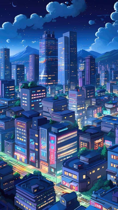 Urban Luminous symphony a city thrives in vibrant glow iPhone Wallpaper 4K - iPhone Wallpapers Future Iphone, Vaporwave Wallpaper, Diy Wall Art Decor, Free Iphone Wallpaper, City Illustration, Pretty Images, More Wallpaper, Aesthetic Pastel Wallpaper, Cool Wallpapers Art