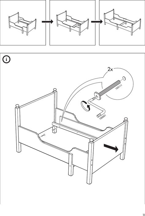 Ikea Leksvik Extendable Bed Frame 38X75 Assembly Instruction Ikea Leksvik, Extendable Bed, Ikea Instructions, Ikea Bed, Kids' Bed, Wood Beds, Perler Bead Art, Perler Bead, Ghost Chair