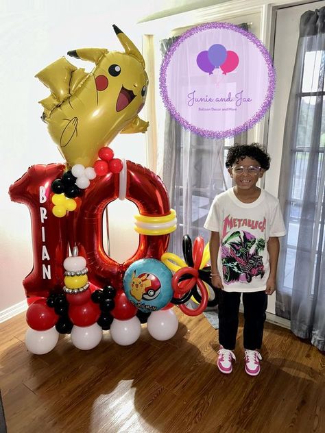 Pikachu Balloon Bouquet, Pokemon Balloon Bouquet, Pikachu Balloon, Pokemon Number, Pokemon Balloons, Pokémon Birthday, Pokémon Party, Pokemon Theme, Pokemon Party