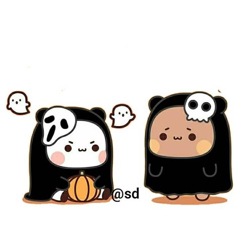 Milk And Mocha Bear Halloween, Milk And Mocha Halloween, Panda Stickers, Milk And Mocha, Jing Jing, Bubu Dudu, Bear Halloween, Chibi Cat, Milk & Mocha