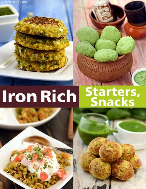 Iron Rich Snack, Veg Iron Rich Starter Recipes | Page 1 of 5 Recipes High In Iron, Iron Rich Snacks, Indian Starters, Indian Breakfast Recipes, Starter Recipes, Foods High In Iron, Rich Desserts, Iron Rich Foods, Iron Rich