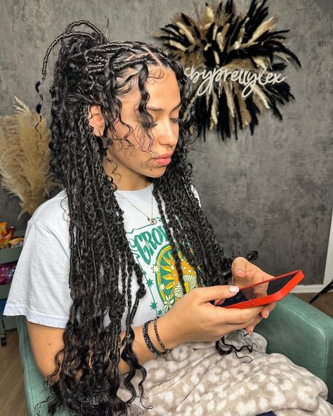 HOUSTON LOC STYLIST | Lux Boho Twist x Locs . ♥︎ April Bookings Opens Today @ 1:30pm ♡ Are Y’all Booking These This Summer ?? 🫣 #locstyles #bobstyles… | Instagram Boho Loc Styles, Locs With Curly Bangs, Waterfall Locs, Lux Boho, Boho Locs, Boho Twists, Curly Bangs, Creative Hair, Protective Hairstyles Braids