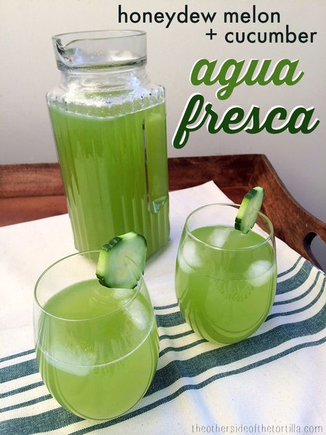 Cucumber Agua Fresca, Cucumber Drink, Agua Fresca Recipe, Cucumber Detox Water, Mexican Drinks, Honeydew Melon, Healthy Drink, Agua Fresca, Water Recipes