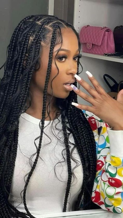 Big Box Braids Hairstyles, Goddess Braids Hairstyles, Box Braids Hairstyles For Black Women, Braids Hairstyles Pictures, Braided Cornrow Hairstyles, Cute Box Braids Hairstyles, Protective Hairstyles Braids, Box Braids Styling, Pretty Braided Hairstyles