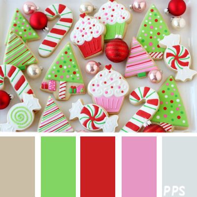 Christmas Colour Schemes Inspiration, Christmas Cookie Color Palette, Colour Palette Christmas, Christmas Colour Palette, Candy Color Palette, Christmas Color Schemes, Xmas Color, Christmas Palette, Christmas Colour Schemes