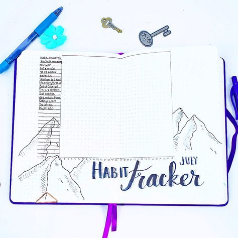 "It is not the mountains we conquer, but ourselves" • Using a habit tracker is so helpful. You learn more about who you are as a person.… Bullet Journal Daily Spread, Journal Hacks, Bullet Journal Contents, Journal 2023, Planner Doodles, Planning Routine, Journal Layouts, Habit Tracker Bullet Journal, Minimalist Planner