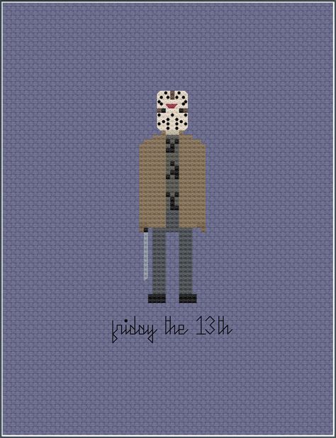 8-Bit Wonder - Jason Voorhees PDF Cross-Stitch Pattern Colour Chart, Jason Voorhees, Cross Patterns, 8 Bit, Full Colour, Give Thanks, Color Chart, Cross Stitch Pattern, Stitch Pattern