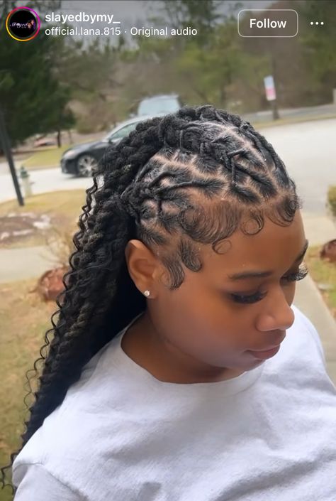 Dread Hairstyles With Weave, Back To School Dreadlock Hairstyles, Back To School Hairstyles For Locs, 90s Loc Styles, Braids With Dreads, Creative Loc Styles, Unique Loc Styles, Latest Dreadlocks Styles, Long Loc Styles