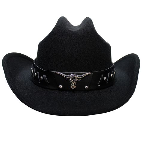 PRICES MAY VARY. The cowboy hat has adjustable straps inside so you can adjust it to your head size so it doesn't come off. Fits most men and women. Hat Girth: 22" - 22.5" (56cm - 57cm) Kalerona Western Cowboy Hat - A classic felt hat shape with a belt that will make you stylish, elegant and charming. This cowboy hat has 7 colors, Black, Red, Brown, Pink, White, Camel, Beige, which can be matched with clothes of many colors. These men's cowboy hats are made of high quality cotton and polyester m Embellished Cowboy Hat, Goth Cowboy, Mens Cowboy Hats, Black Cowboy Hat, Black Cowgirl, Perfect Gift For Boyfriend, Black Cowboy, Western Cowboy Hats, Women Hat