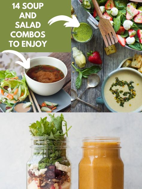 14 Best Soup and Salad Combo Recipes - Olive Garden Soup and Salad #bestsoup #soup #soupandsalad #olivegarden https://parade.com/1091339/pipandebby/best-soup-and-salad-recipes/ Fall Soup And Salad Combo, Salad Combos, Olive Garden Soup, Spinach Apple Salad, Greek Lemon Soup, Kale Avocado Salad, Soup And Salad Combo, Salad Copycat, Garden Soup