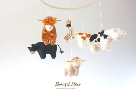 Cow Mobile, Country Nursery, Highland Cow Baby, Western Nursery, Cow Nursery, Baby Buffalo, Boy Mobile, Boy Nursery Themes, Cowgirl Nursery