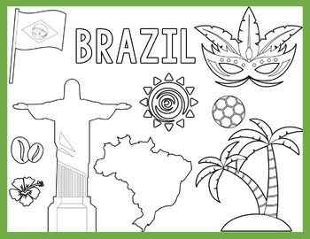 Explore the vibrant culture of Brazil with our captivating Brazil Coloring Page for students. From the iconic Christ the Redeemer statue to lively Carnival scenes, this engaging template provides an artistic journey through Brazil's rich heritage.11x8.5 paper size.printable pdf file. Continent Coloring Pages, Brazil Crafts For Preschool, Christmas In Brazil Crafts For Kids, Brazil Coloring Pages, Brazil Activities For Kids, Brazil Crafts For Kids, Brazil Animals, Colouring Pages For Kids, Kids Foods