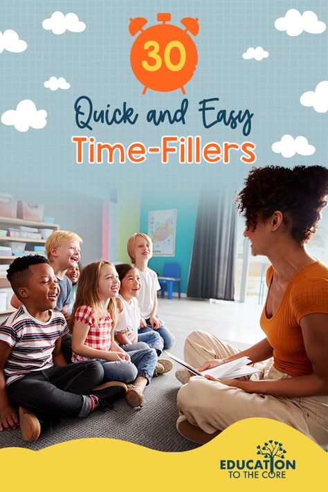 We all have been there. The thirty-minute lesson we planned went much faster than expected, and now we have time to fill before the next activity. There is not enough time to do another lesson but too much time to let the kiddos be idle. If we don't come up with quick and easy time-fillers fast, chaos will ensue! We have listed 30 Quick and Easy Time-Fillers that you can use today as they require little to no prep! I love #3, #14, and #15, but my kiddos go crazy over #19 and #27! Time Filler Activities, Subbing Ideas, Substitute Teaching, Classroom Organisation, Calming Activities, Word Practice, Listening Skills, Phonics Activities, Go Crazy