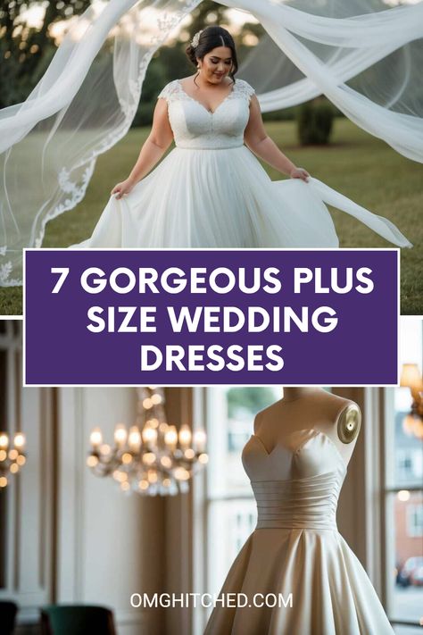 Are you ready for your big day? Check out these 7 amazing plus size wedding dress ideas that will make you feel beautiful! From flowy chiffon styles to elegant satin A-lines, we have the perfect fit for every stunning bride. Explore lovely details like delicate lace and lovely empire waist designs. Each of these dresses is designed to embrace curves and highlight beauty for truly memorable moments. Your dream dress is just a click away! Save this pin for inspiration and let’s make your wedding day amazing! Satin Plus Size Wedding Dress, Chiffon Styles, Lace Mermaid Dress, Modern Wedding Gown, Plus Size Wedding Dress, Plus Size Brides, Wedding Dress Ideas, Plus Size Wedding Dresses, Plus Size Bride