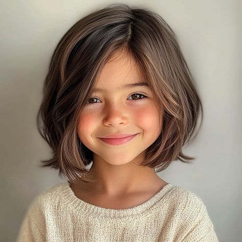 Kids Hair Cutting Style Girl, Hair Style For Girls 10 Years Old, Kids Layered Haircut Medium, Girls Chin Length Haircut Kids, Toddler Shoulder Length Haircut, Bob Haircut For Girls Kids, Haircuts For 5 Year Girl, Kids Short Haircuts Girl Hair, Hair Cut Girls Children