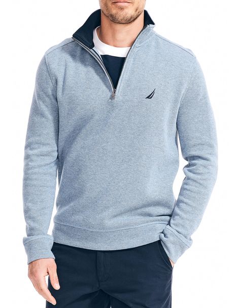 Nautica French Rib Quarter-Zip Cotton Sweater Mens Quarter Zip, Quarter Zip Sweater, Zippered Sweater, Sweatshirts Online, Body Heat, Zip Sweater, Zip Sweatshirt, Sporty Style, Cotton Sweater