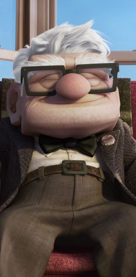 I think the other 50% of Willy Loman as a cartoon character would be Carl from Up. He is a grumpy old man who keeps to himself, but loves adventure and loves his wife. Carl just has a happier ending and a more exciting life than Willy. Up Carl Y Ellie, Carl Fredricksen, Up Pixar, Up The Movie, Disney Pixar Up, Disney Pixar Movies, Disney Up, Disney Favorites, Pixar Movies