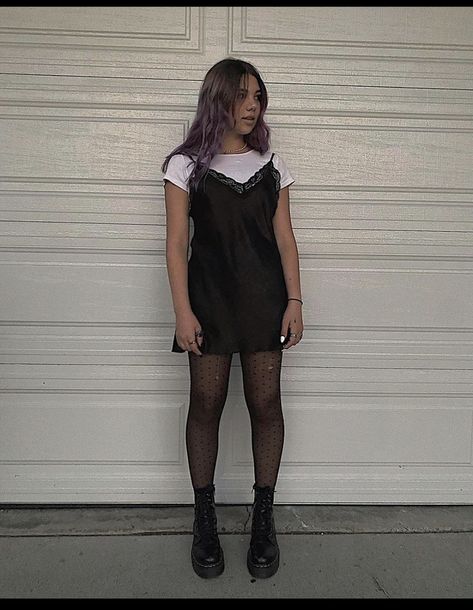 Fall Out Boy Concert, 1975 Concert, The 1975 Concert, Layered Slip Dress, Doc Marten, Concert Fits, Event Outfit, The 1975, Fall Fits