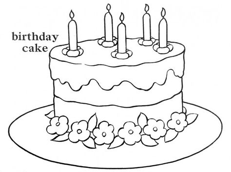 birthday-cake Cake Drawing Easy, Cake Sketch, Birthday Cake Tutorial, Shopkins Colouring Pages, Happy Birthday Drawings, Little Mermaid Cakes, Cake Drawing, Easy Birthday, Cartoon Cake