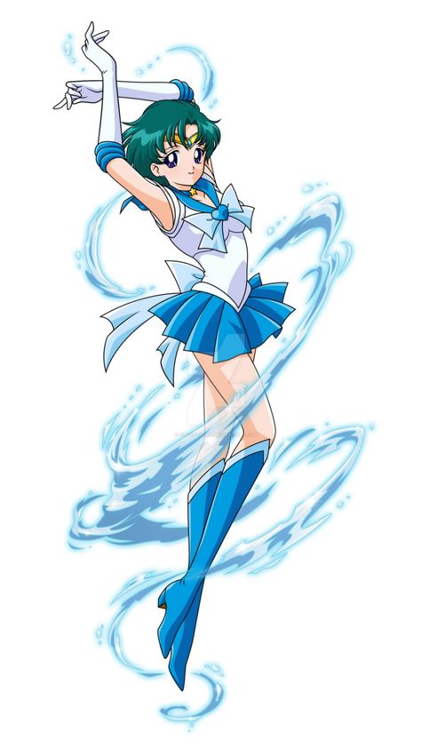 Sailor Mercury Pose, Sailor Moon Sailor Mercury, Sailor Murcery, Sailor Mercury Tattoo, Sailor Moon Poses, Sailor Moon Mercury, Sailor Moon Pose, Ami Mizuno, Sailor Guardians