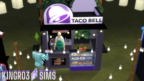 Taco Bell!🌮 | Patreon Food Stall, Taco Bell, Fast Food Restaurant, City Living, Mexican Food Recipes, Sims 4, Tacos