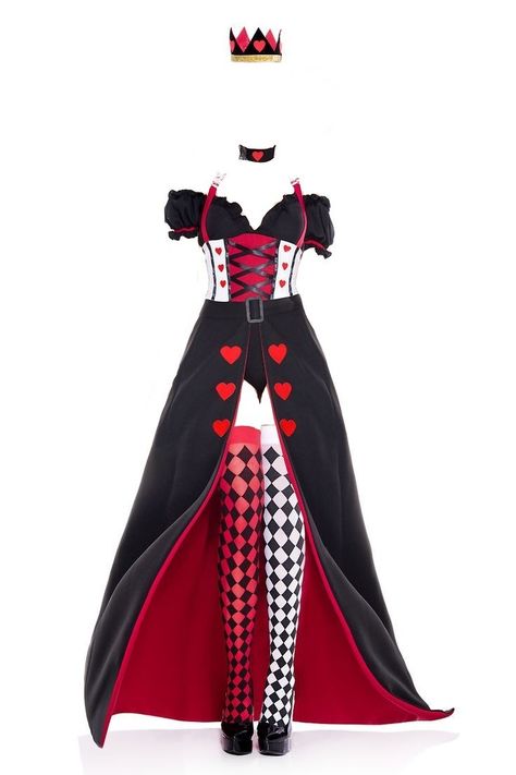 Deck Of Cards Inspired Outfits, Queen Of Hearts Dress Aesthetic, Deck Of Cards Outfit, Alice In Wonderland Inspired Outfits Aesthetic, Card Themed Outfit, Queen Of Hearts Outfit Inspiration, Playing Card Outfit, Hazbin Hotel Outfit Ideas, Hazbin Hotel Inspired Outfits