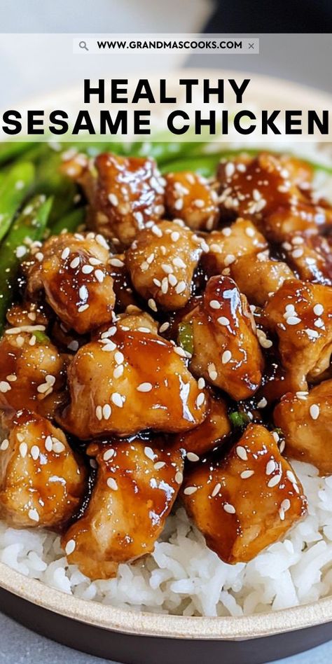 This baked healthy sesame chicken offers all the flavor without the frying! A healthier twist on a classic dish, it’s sure to satisfy your cravings while keeping things light. Crispy Sesame Chicken Recipe, Homemade Sesame Chicken, Crockpot Sesame Chicken, Chinese Sesame Chicken, Sesame Chicken Sauce, Sesame Chicken Crockpot, Chicken Sesame, Crispy Sesame Chicken, Low Calorie Sauces