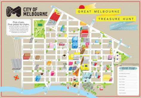 Illustration by Beci Orpin Beci Orpin, Treasure Hunt Map, Melbourne Map, Treasure Hunters, 3d Map, World Maps, Melbourne Cbd, Printable Maps, Drawing Board