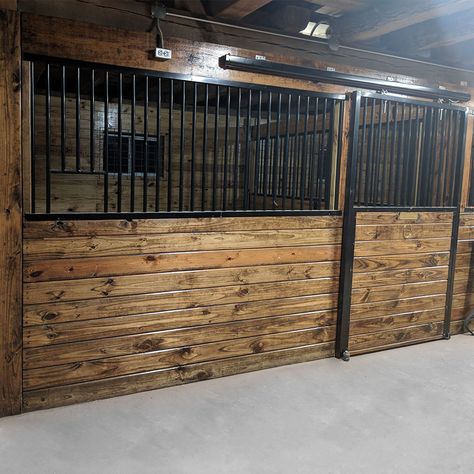 Sliding Horse Stall Door, Diy Stall Doors, Horse Stalls Diy, Horse Stalls Doors, Custom Horse Stalls, Barn Hacks, Stall Door, Stall Fronts, Barn Stalls