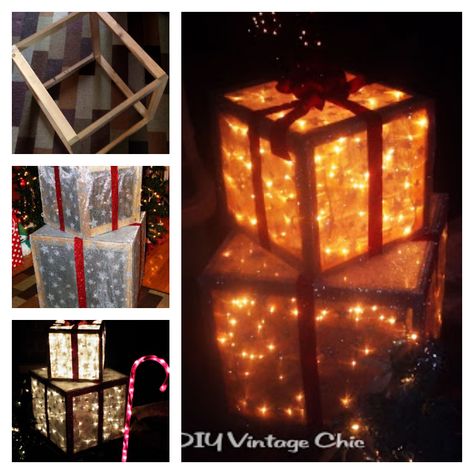 Lighted Christmas Presents for Outdoors Christmas Present Ideas For Teenage Girl, Lighted Christmas Boxes, Christmas Crafts Diy Gifts, Christmas Presents For Moms, Christmas Present Boxes, Diy Christmas Videos, Christmas Present Ideas, Diy Christmas Lights, Presents Christmas