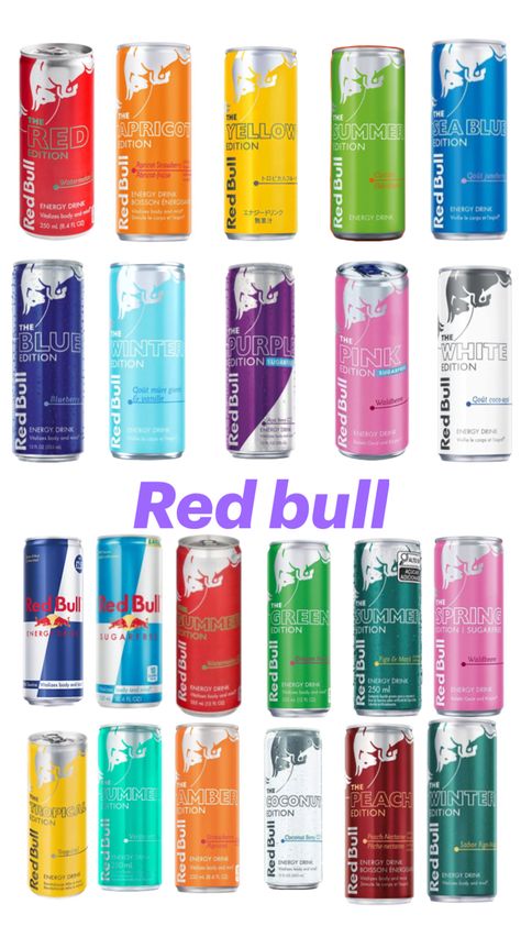 Red Bull Can Ideas, Redbull Can Drawing, Redbull Can Art, Red Bull Flavors, V Energy Drink, Red Bull Design, Shift Script, Fridge Essentials, Red Bull Drinks