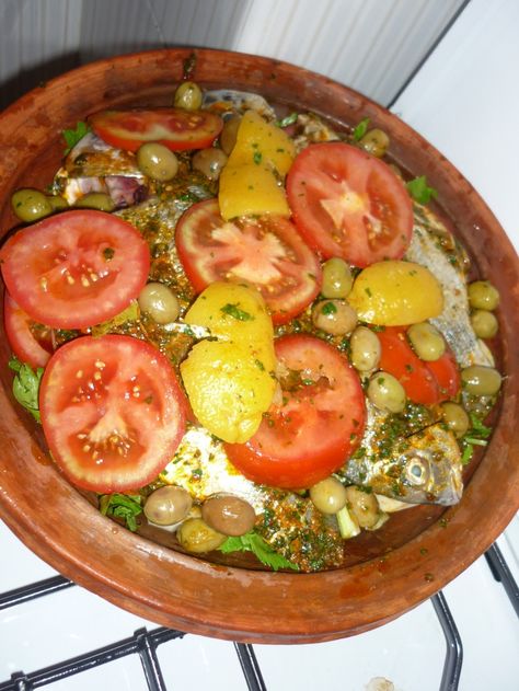 Fish Tagine Receipe from a true Moroccan Mama… | Scrawny Little Girl's Blog Middle Eastern Recipes Arabic Food, Moroccan Tagine Recipes, Fish Tagine, Tagine Cooking, Moroccan Recipes, Crazy Kitchen, Moroccan Cooking, Tagine Recipes, Moroccan Dishes