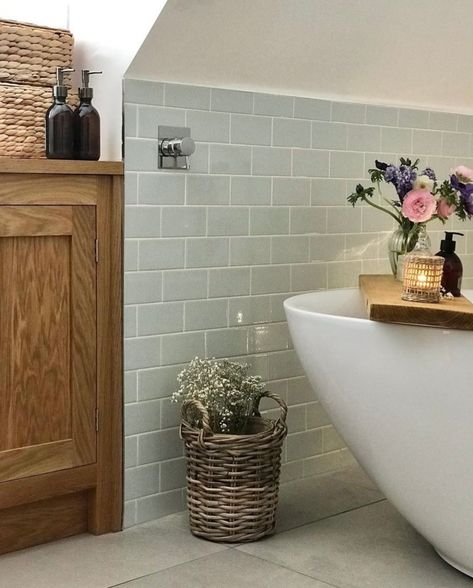 Fired Earth Tiles Bathroom, Cottage Bathroom Tiles, Ensuite Bathroom Tile Ideas, Country Bathroom Tiles, Tile Inspiration Bathroom, Colourful Tiles Bathroom, Cotswold Bathroom, Cottage Shower Room, English Cottage Bathroom Ideas