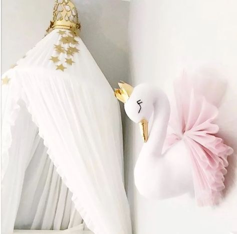 Girls Bedroom Accessories, Swan Nursery Decor, Swan Nursery, Animal Head Wall Decor, Ballerina Nursery, Animal Head Wall, Deco Rose, Lake Decor