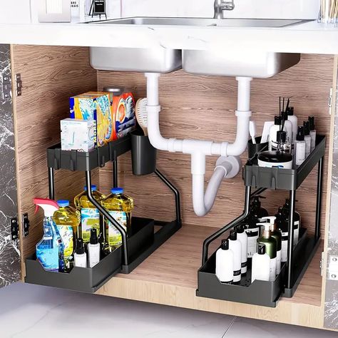 Kitchen Under Sink Organization, Organiser Cucina, Kitchen Accessories Storage, Under Sink Cabinet, Under Sink Storage, Úložný Box, Under Sink Organization, Countertop Storage, Sink Storage