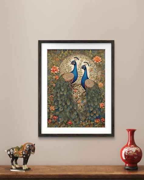 Vastu Peacock Wall Art Painting, Digital Painting in Frame, Trendy Office, Home Decor, Prosperity Painting. #peacockpainting #wallart #vastu #vastupainting #prosperitypainting #homedecor #officedecor #digitalpainting #paintingwithframe #trendy Prosperity Painting, Vastu Painting, Effects On Instagram, Painting In Frame, Peacock Wall Art, Interior Design Drawings, Trendy Office, Peacock Painting, Asian Homes