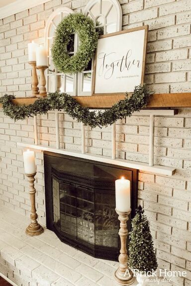 Make sure to subscribe to receive fun ideas for DIY & decorating projects like this!In this tutorial, you'll learn how to whitewash your brick fireplace using a very simple method! Whitewashing is cost-effective and time-effective, and it completely changes the look of an outdated brick fireplace. For this project, all you need is some paint and a paint brush to get started. Step 1: Create the whitewashTo make the whitewash, mix together one part water with one part paint using a pai… Cheap Bookcase, Arched Mirrors, Spring Mantel Decor, Mantle Deco, White Wash Brick Fireplace, Painting Brick, How To Whitewash, Bookcase Makeover, White Brick Fireplace