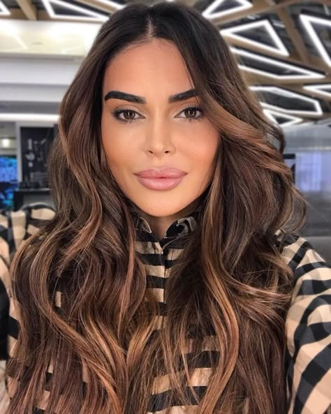 Mocha Balayage, Dark Brown Hair With Highlights, Dark Brown Balayage, Cinnamon Hair, Dark Eyebrows, Highlights Ideas, Black Eyebrows, Light Blonde Highlights, Hair Magic