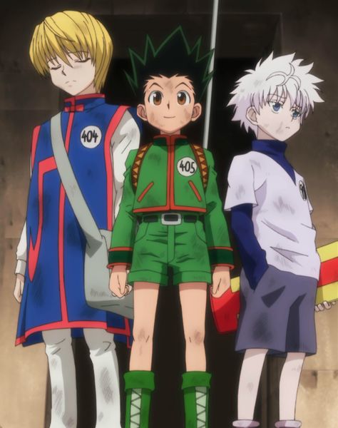 Gon, Killua & Kurapika | Hunter x Hunter Hunter Exam, Ging Freecss, Naruto Vs Sasuke, Hxh Characters, Hunter Anime, Old Anime, Anime Wall Art, Black And White Drawing, Aesthetic Pastel Wallpaper