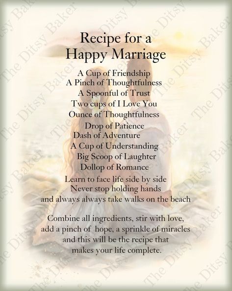 Recipe For Happy Marriage, Marriage Recipe, Recipe For A Happy Marriage, Recipe For Marriage, Wedding Shower Gifts, Bridal Shower Food, Autumn Wedding, Beach Print, Happy Marriage