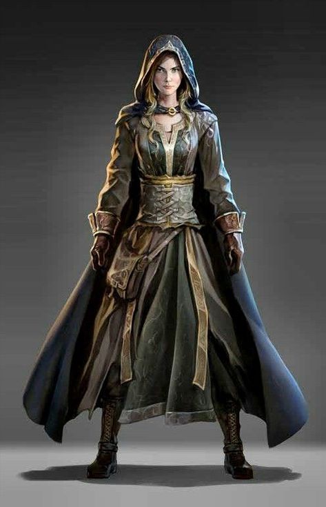 Fantasy Traveler Outfit, Half Elf Female, Mage Female, Traveler Outfit, Mage Character, Female Mage, Wizard Cloak, Female Wizard, Elf Ranger