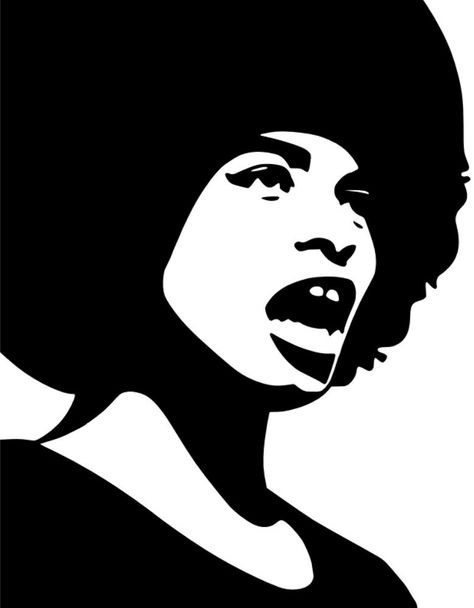 Angela Davis Black Power Quotes, Movement Tattoo, Mural Cafe, Face Stencils, Angela Davis, Black Art Painting, Vector Portrait, Black White Art, Wallpaper Patterns