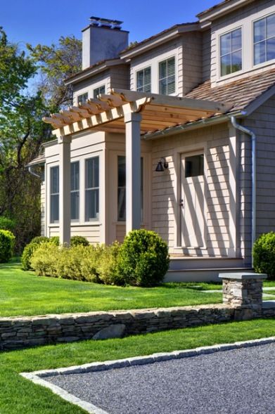 Front Entrance with Pergola Front Door Pergola, Home Rehab, Front Porch Pergola, Door Pergola, Yankee Barn Homes, Vinyl Pergola, Building A Porch, Pergola Design, Casa Patio