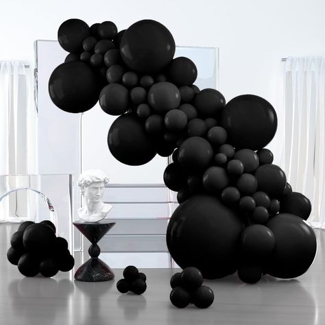 36 Inch Balloons, All Black Party, Black And White Balloons, Black And Gold Balloons, Black Balloon, 30th Birthday Decorations, Balloon Kits, Green Balloon, Silver Party