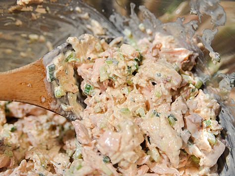 Smoked Chicken Salad had this at a camp,freaked out thought there was bacon mixed in it. Smoked Chicken Salad, Salad Cucumber, Smoked Recipes, Green Veggies, Smoked Food, Chicken Salad Recipe, Smoked Chicken, Cheese Flavor, Serious Eats