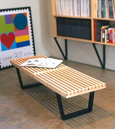 Designed as a luggage rack, use the Nelson Platform Bench as a coffee table, extra seating and more. Luggage Bench, George Nelson Bench, Guesthouse Ideas, Ikea Coffee, Nelson Platform Bench, Nelson Bench, Platform Bench, Slat Bench, Ikea Coffee Table