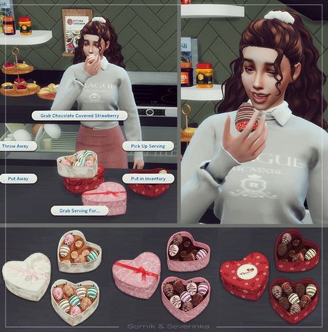 Sims 3 Cc Finds, Pink Desserts, The Sims 4 Pc, Chocolate Covered Strawberry, Sims 4 Cc Folder, Sims 4 Teen, Sweets Gift, Custom Recipe, Sims 4 Cc Furniture