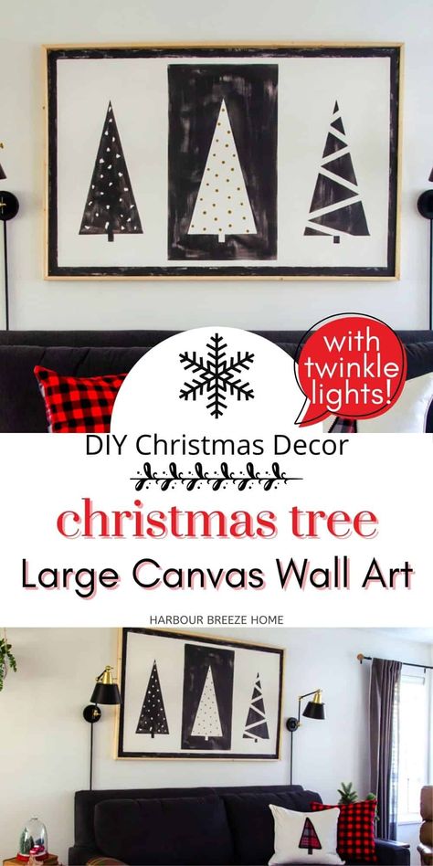 Diy Canvas Christmas Art, Diy Christmas Wall Art Canvases, Diy Large Christmas Wall Art, Diy Christmas Art Canvases, Christmas Wall Art Ideas, Christmas Diy Canvas, Diy Christmas Canvas Art, Christmas Art Diy, Diy Christmas Wall Art